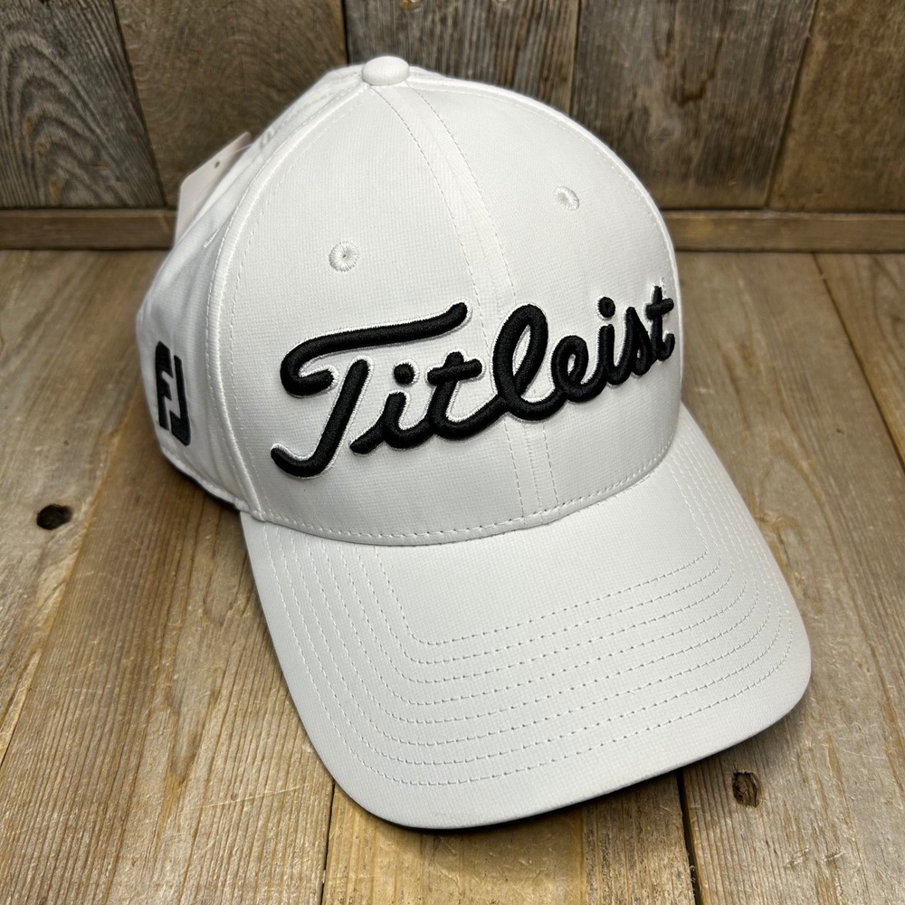 Titleist Tour Performance Golf Hat White Adjustable Buckle FJ Pro V1 Logo Cap